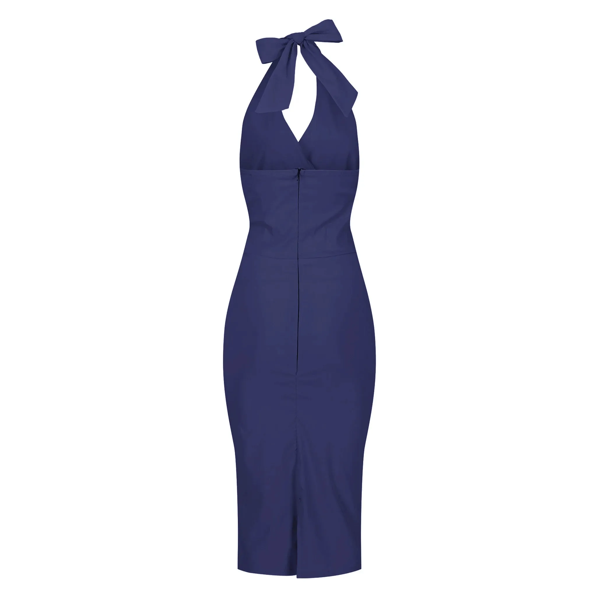 Navy Blue Halterneck Pencil Dress