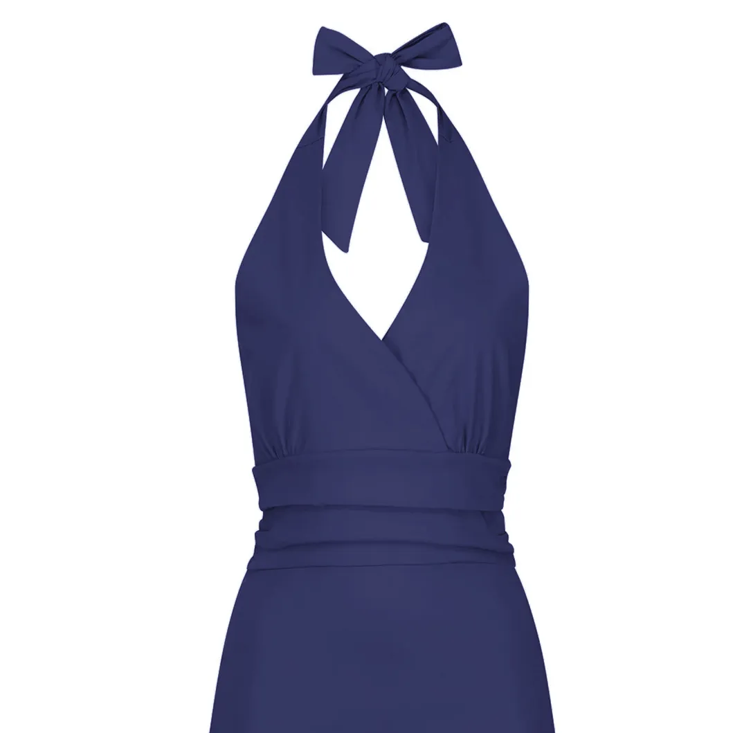 Navy Blue Halterneck Pencil Dress