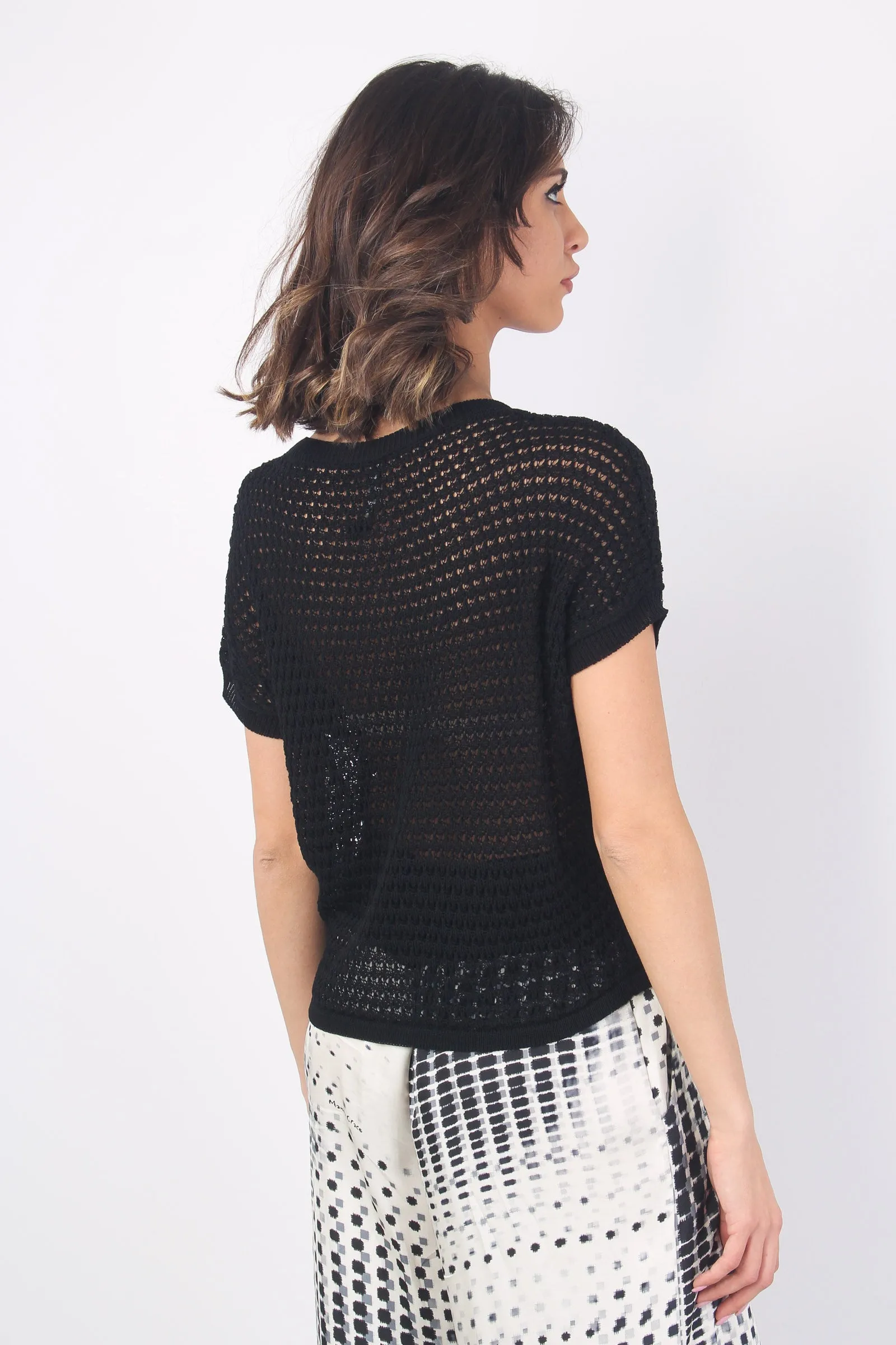 Black Cropped Mesh Top