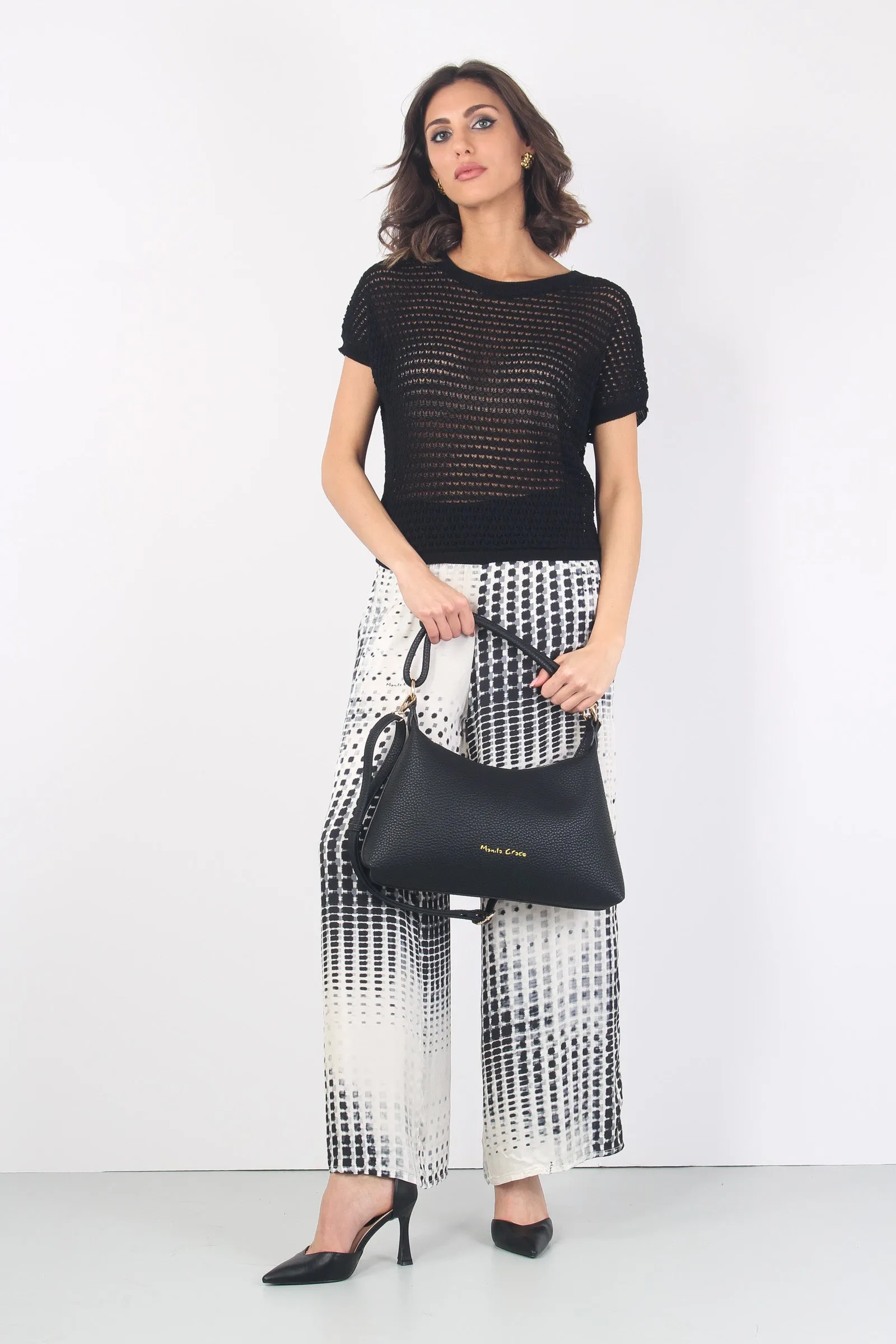 Black Cropped Mesh Top