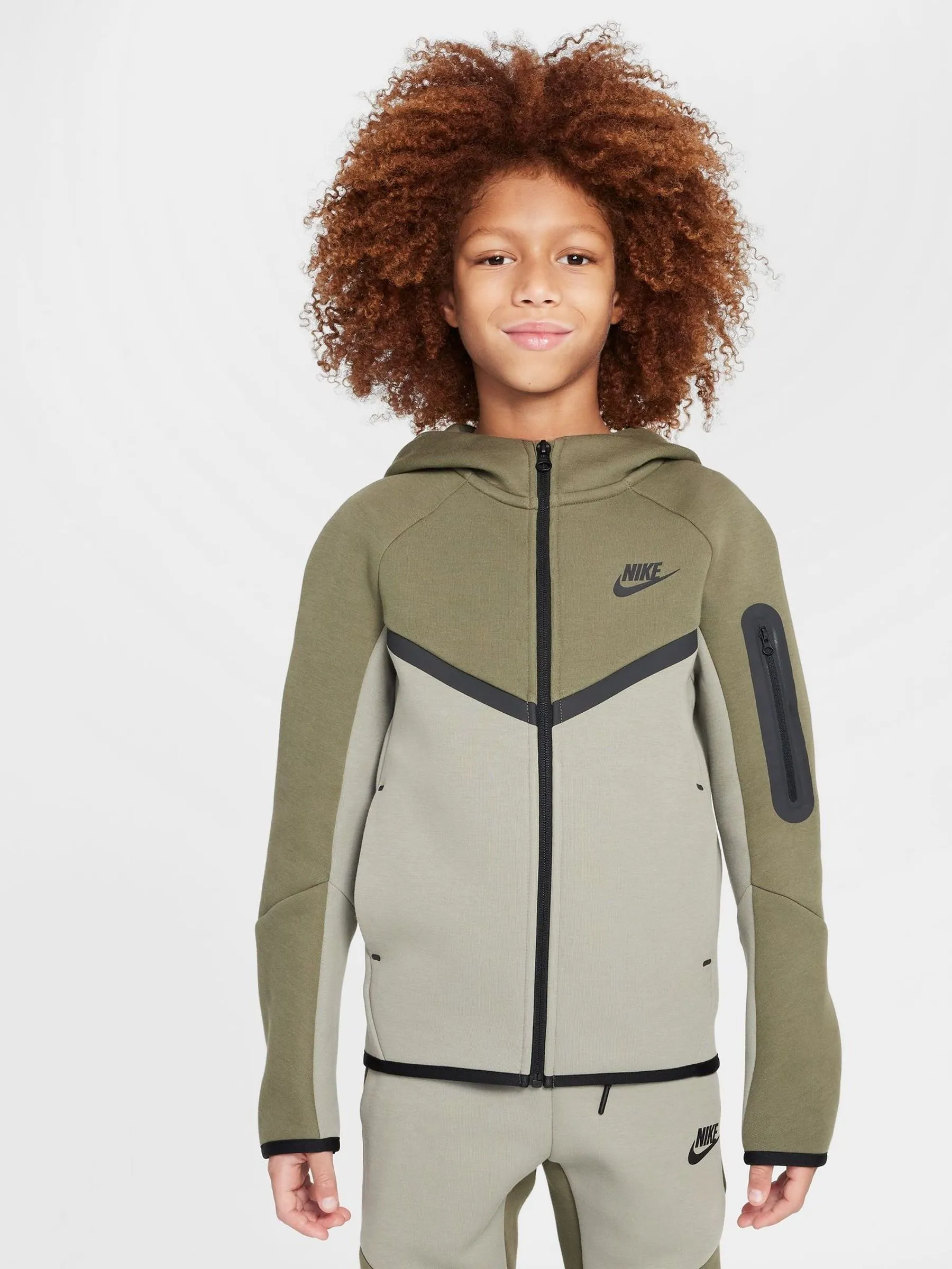 Nike Light Army Green Tech Fleece Zip Up Hoodie