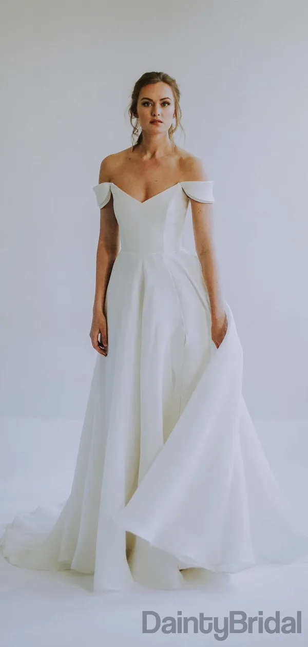 Off-shoulder Organza Side Slit Wedding Gown