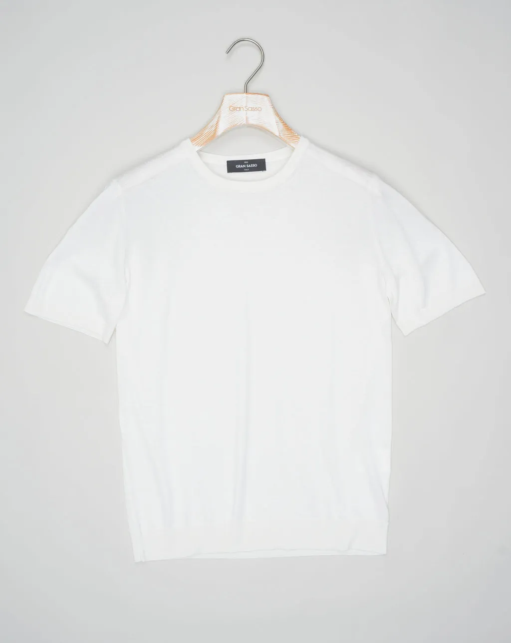 Off White Knitted Silk T-Shirt by Gran Sasso