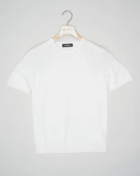 Off White Knitted Silk T-Shirt by Gran Sasso