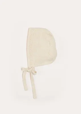 Cream Openwork Knit Bonnet (S-L)