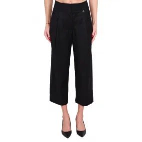 Baggy Elegant Cropped Pants, Black