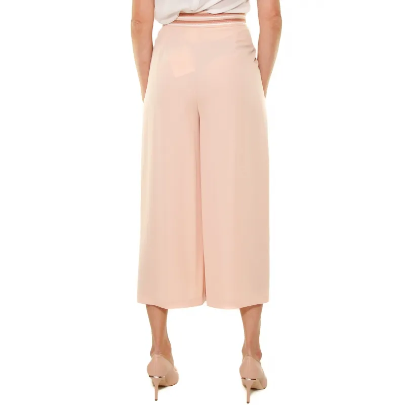 Palazzo Style Cropped Pants, Cipria