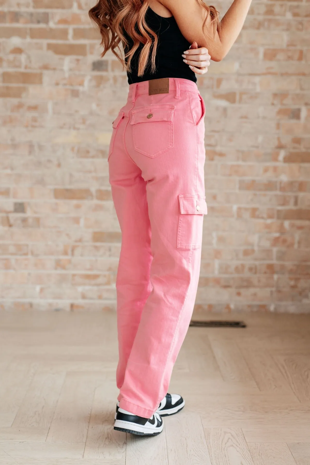 Pink High Rise Cargo Jeans by Judy Blue