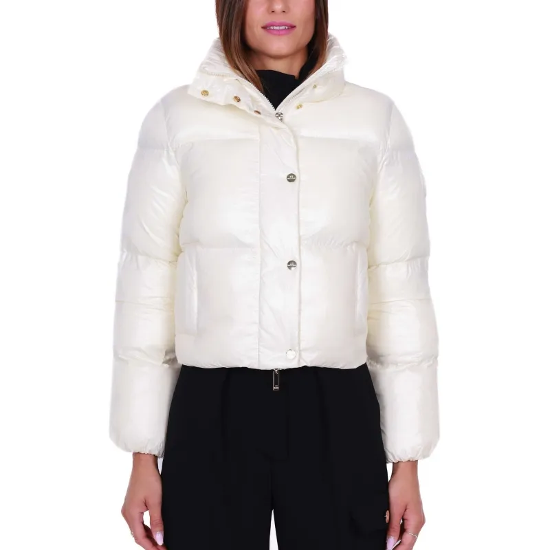 Short and Shiny Puffer Jacket, Burro