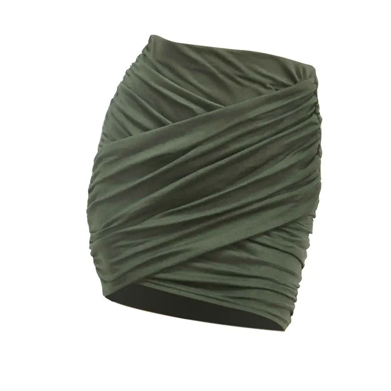 Pleated Bodycon Mini Skirt with Stretchy Material for Women