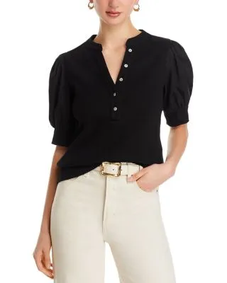 Puff Sleeve Henley Blouse