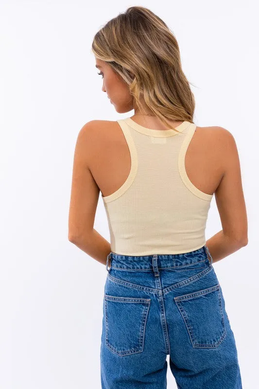 Racerback Bodysuit with Front Cut Out