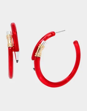 Red Book Smart Pencil Hoop Earrings