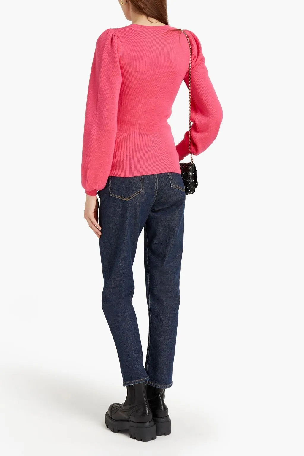 Rib Wool Crew Neck Casual Long Sleeves