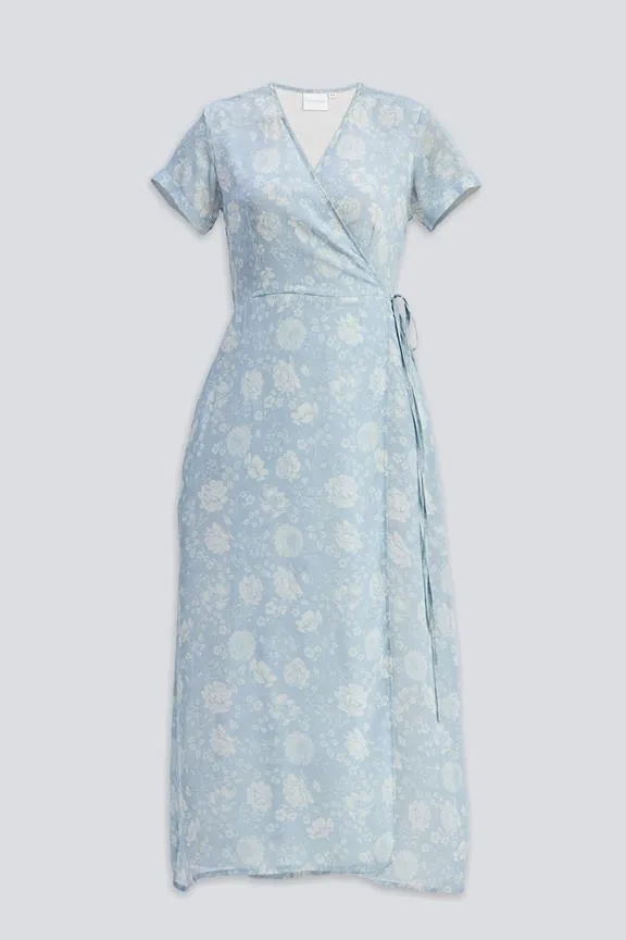 Reistor Wrap Dress Floral Whispers Light Blue