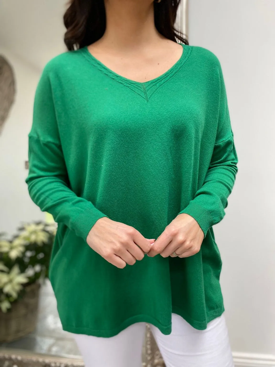 V Neck Ribbed Knit Jumper Suzanne