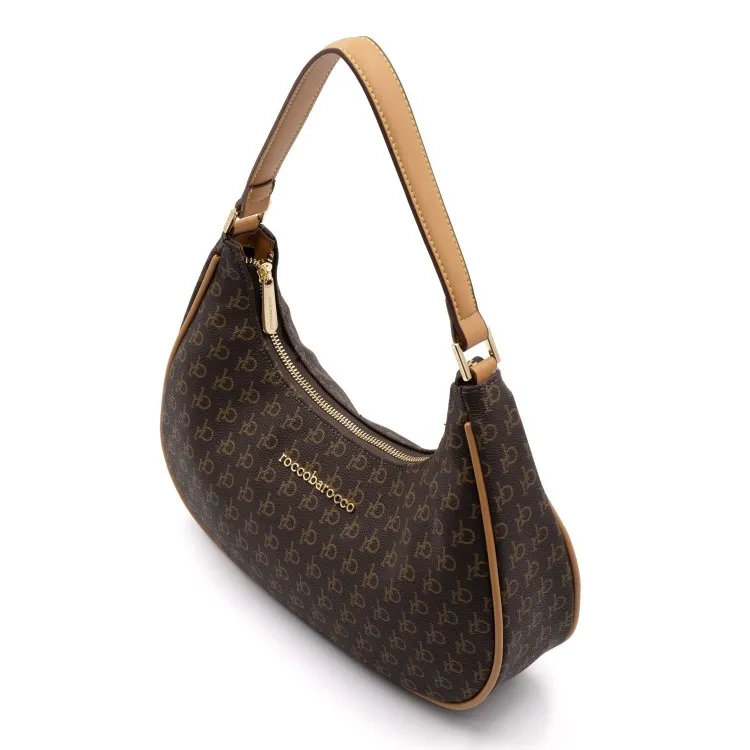 RoccoBarocco Monogram Hobo Large Shoulder Bag in Brown Faux Leather 11111