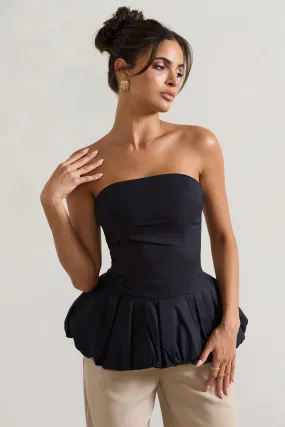 Chic Black Ruffle Bandeau Top to Rock