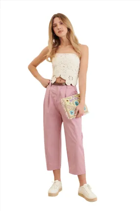 Fashionable Clever Alice Cropped Pant in Rose