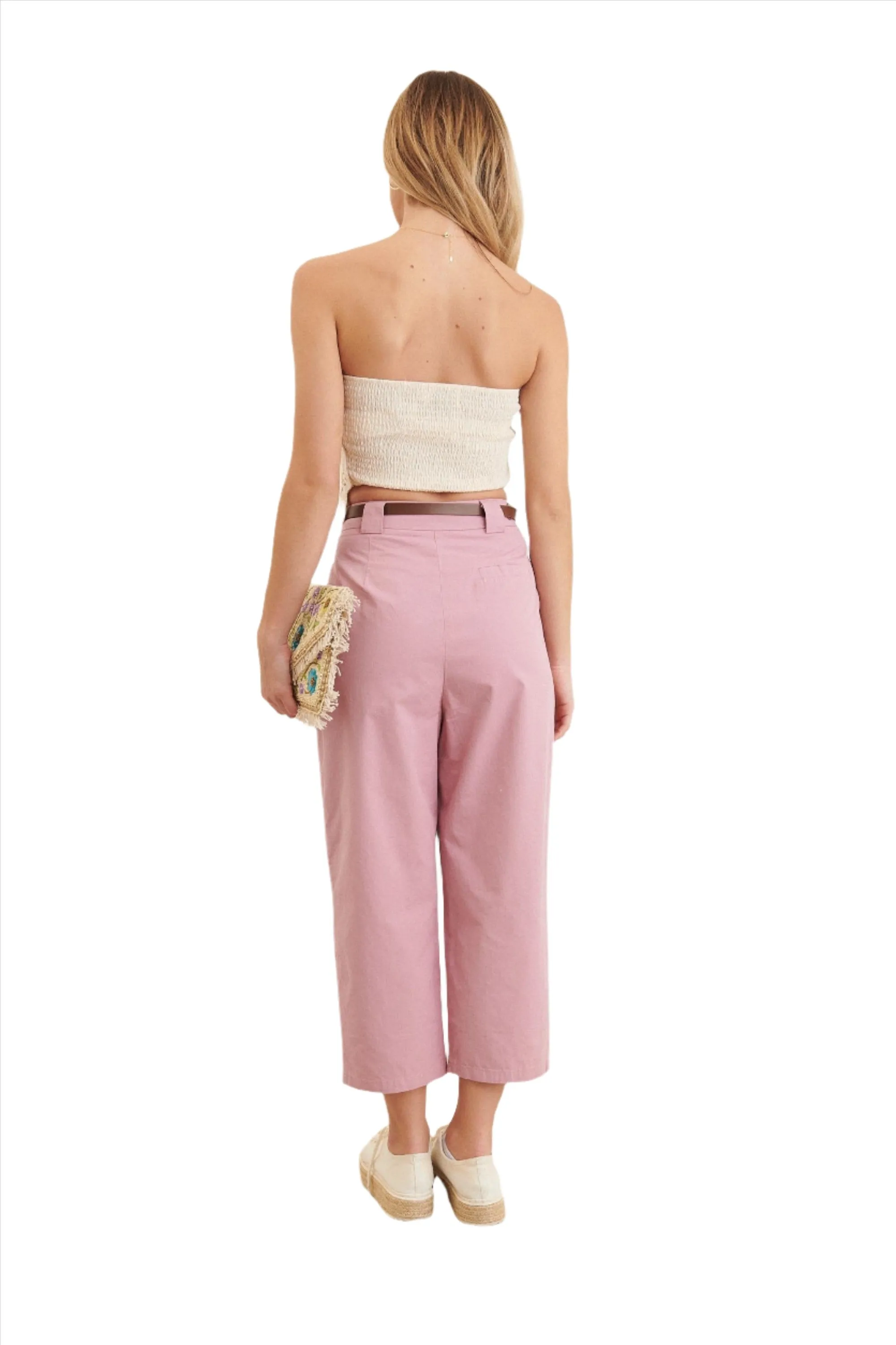 Fashionable Clever Alice Cropped Pant in Rose