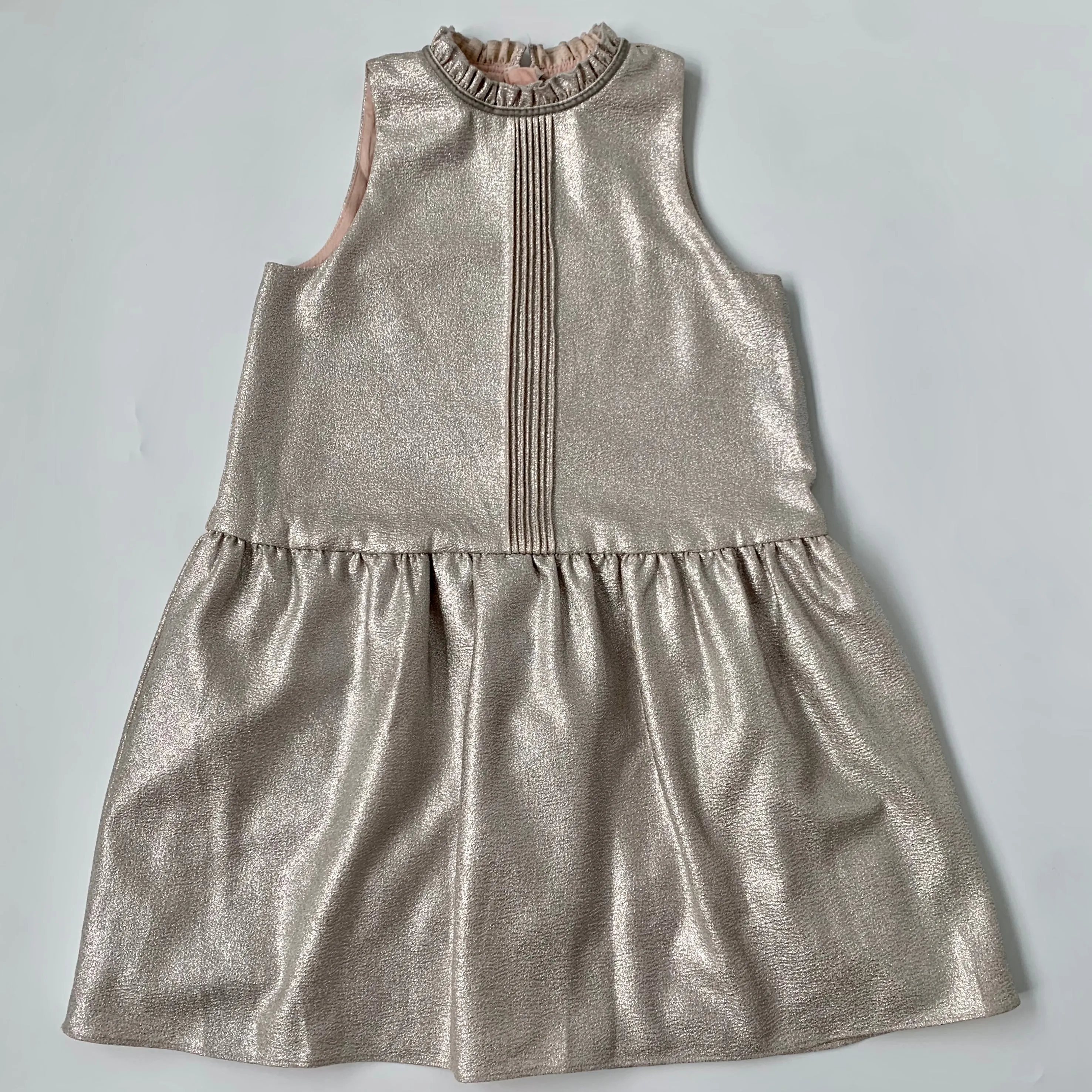 Rose Gold Lame Dress for Kids: 4-9 Years