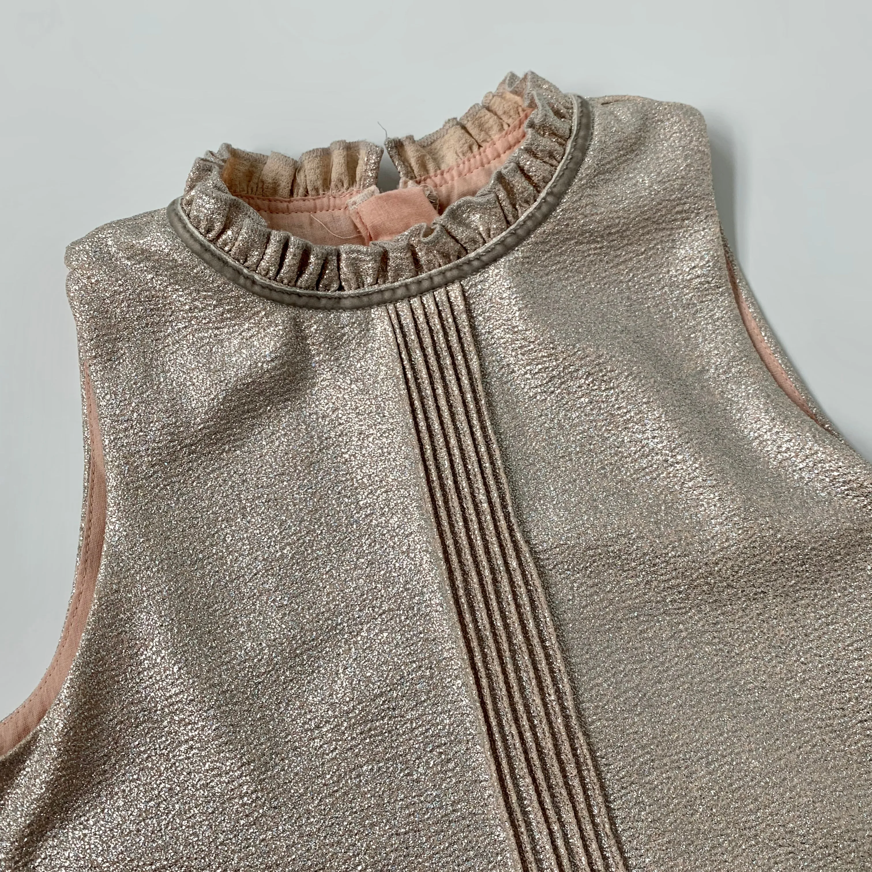 Rose Gold Lame Dress for Kids: 4-9 Years