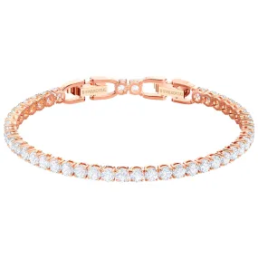 Round Deluxe Tennis Bracelet in White and Rose-Gold Plating