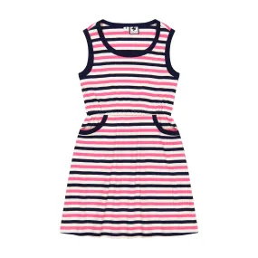 Pocket Dress Pink Navy Cream Stripe