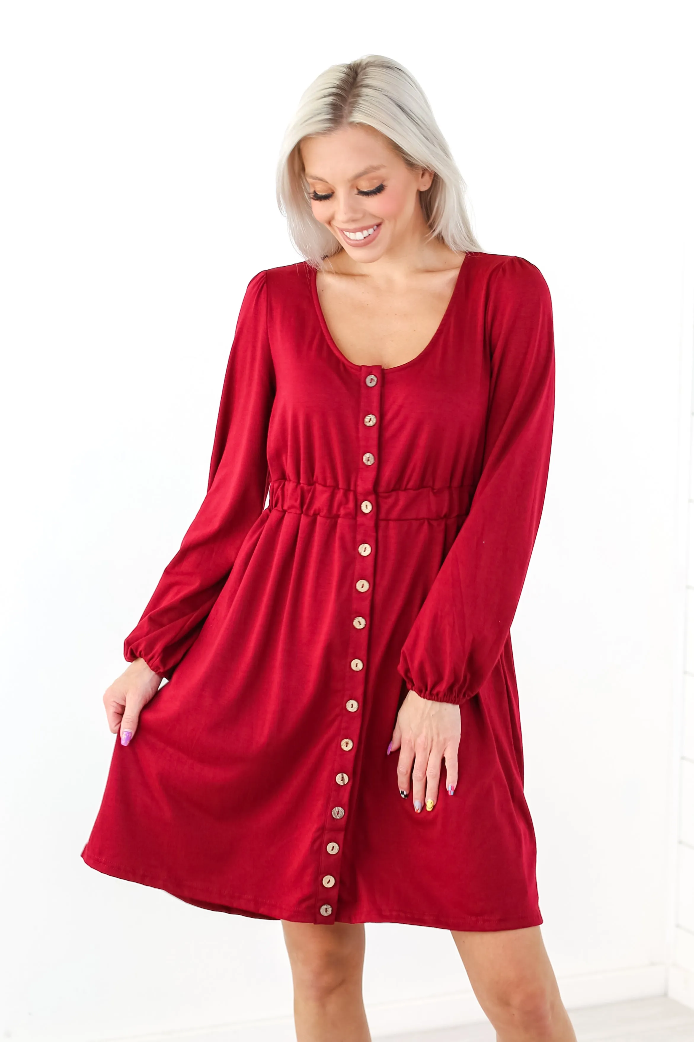 Ruched Waist Dress in 3 Color Options