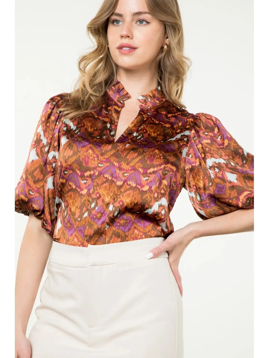 Rust Print Blouse