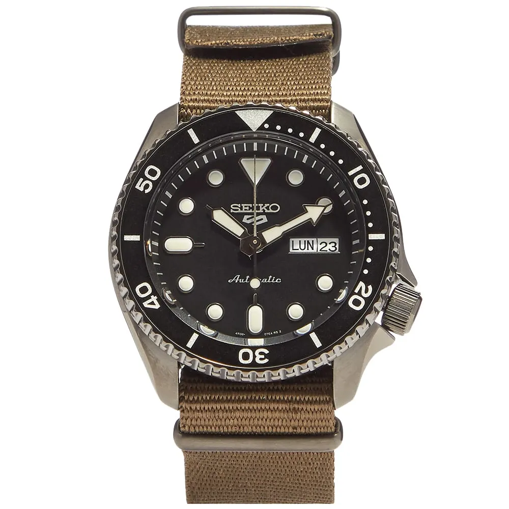 Seiko 5 Sports Watch in Black with Olive Nato