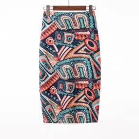 Sexy Printed Midi Pencil Skirt in Vintage Style