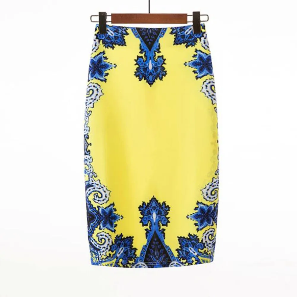 Sexy Printed Midi Pencil Skirt in Vintage Style