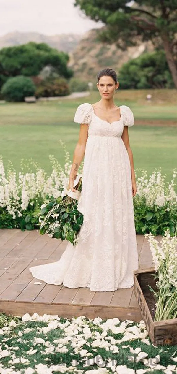 Classy Lace Wedding Gown with Short Sleeves, Affordable & Elegant Design