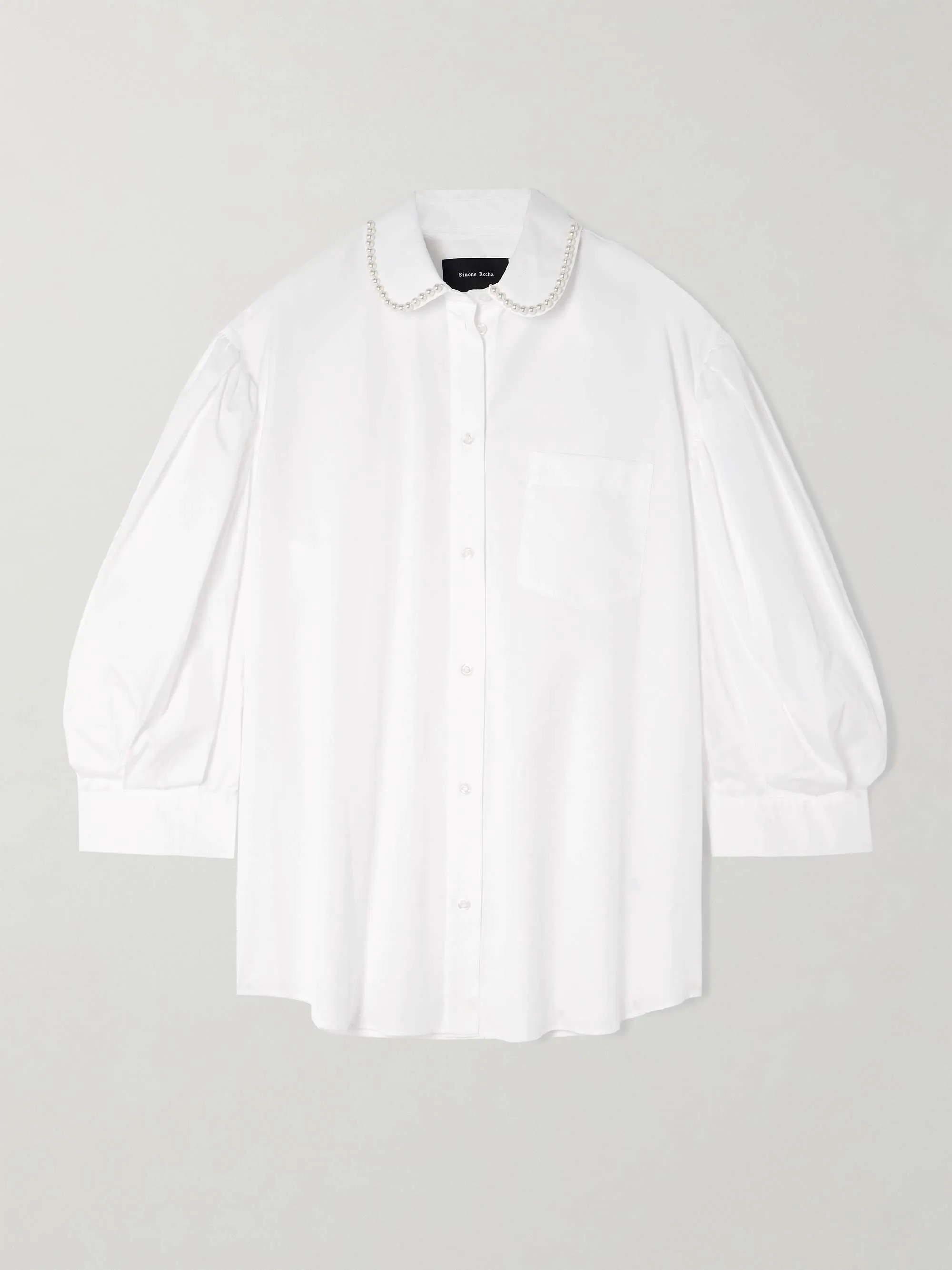 Simone Rocha Plain Puff Sleeves Crop Blouse