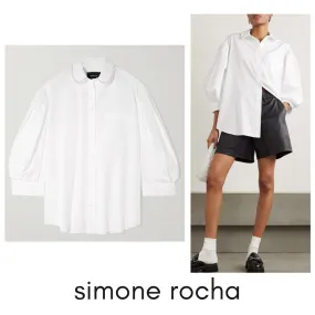 Simone Rocha Plain Puff Sleeves Crop Blouse