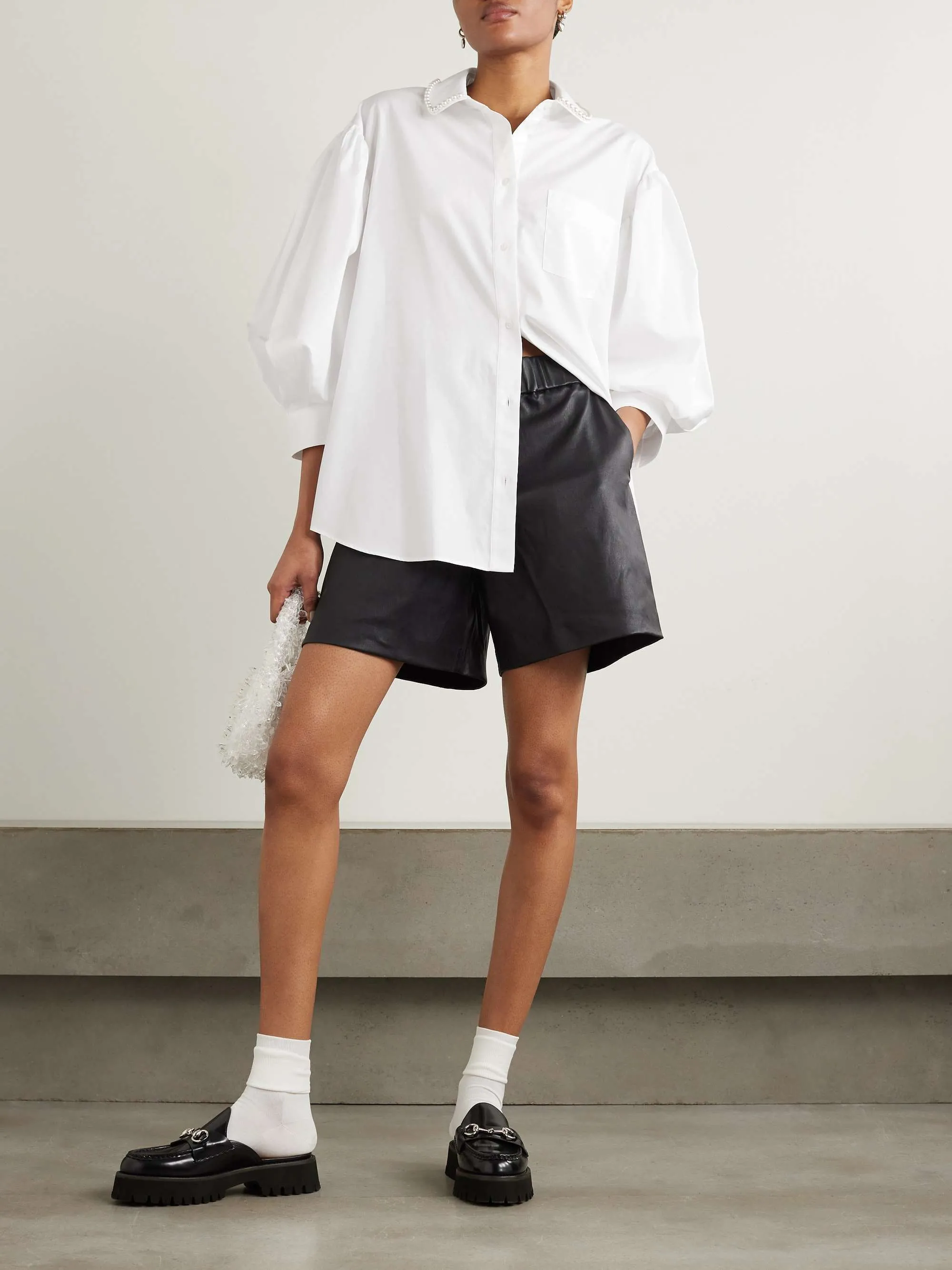 Simone Rocha Plain Puff Sleeves Crop Blouse