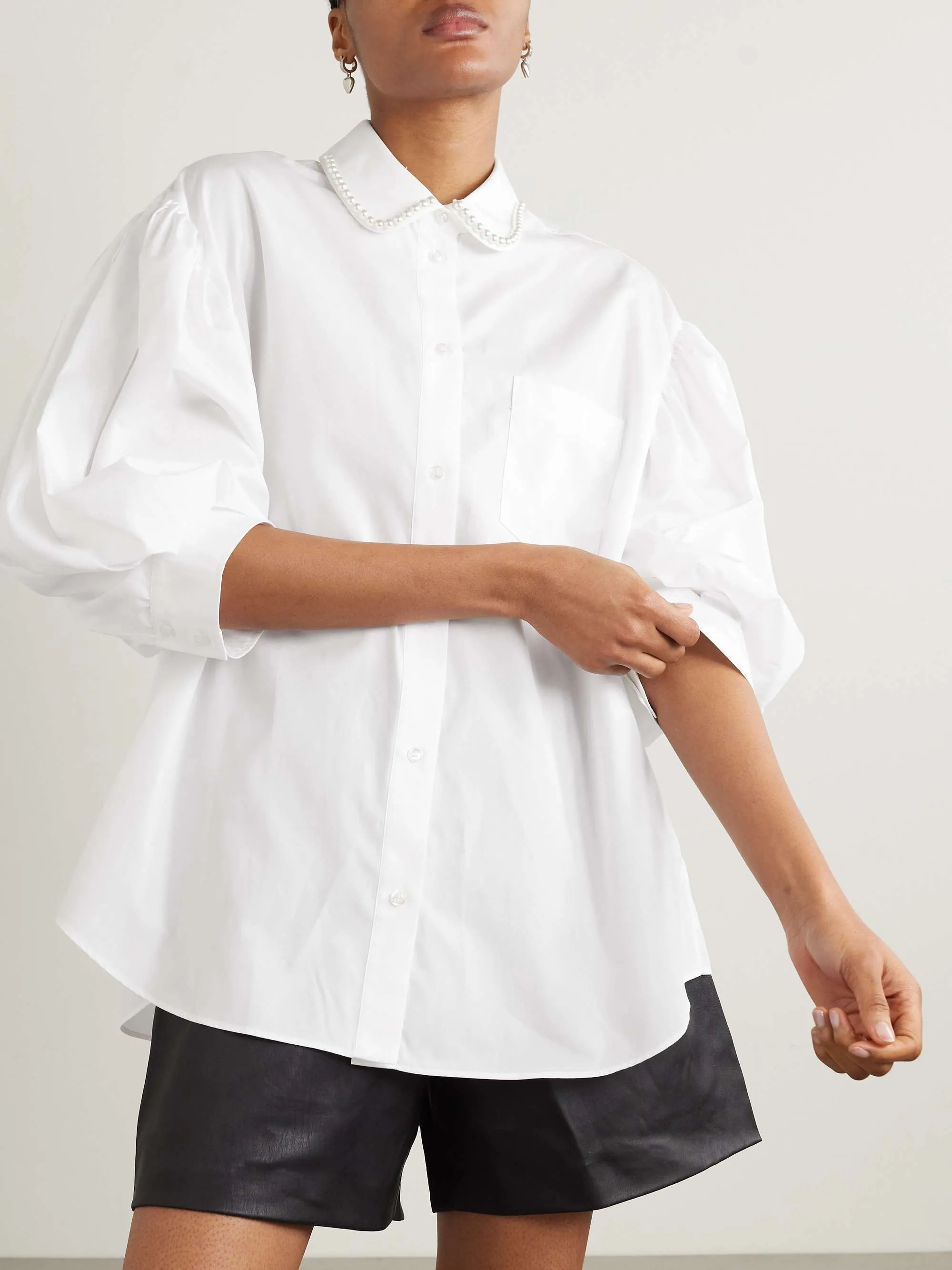 Simone Rocha Plain Puff Sleeves Crop Blouse