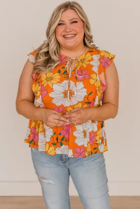 Orange Floral Peplum Blouse