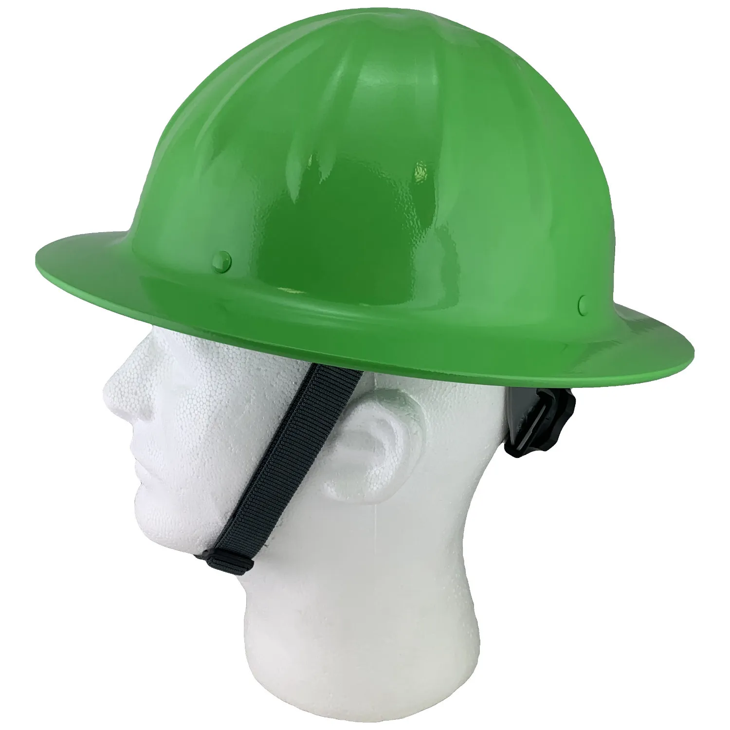 SkullBucket Aluminum Full Brim Hard Hats with Ratchet Suspensions - Hi Viz Green