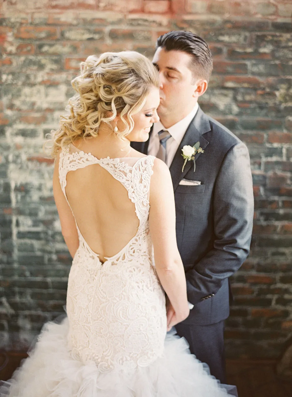 Stunning Ivory Lace Mermaid Bridal Gown with Open Back and Ruffles