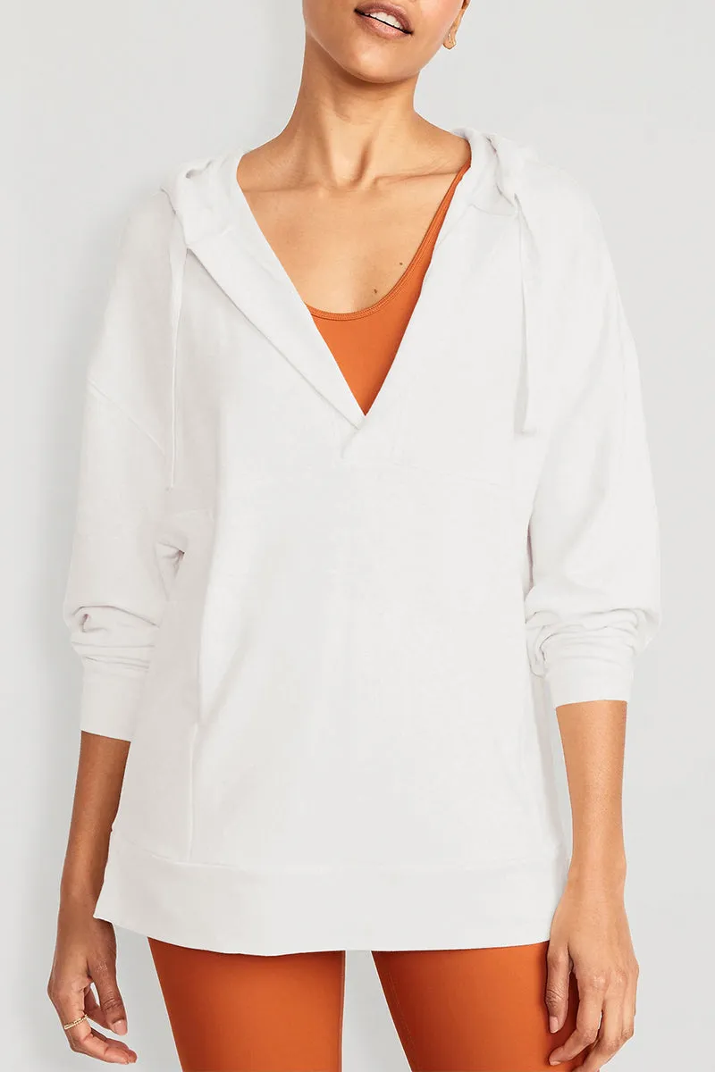 Solid V Neck Casual Tops with Pocket