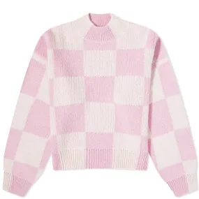 Stine Goya Adonis Checkerboard Knitted Jumper in Orchid Check