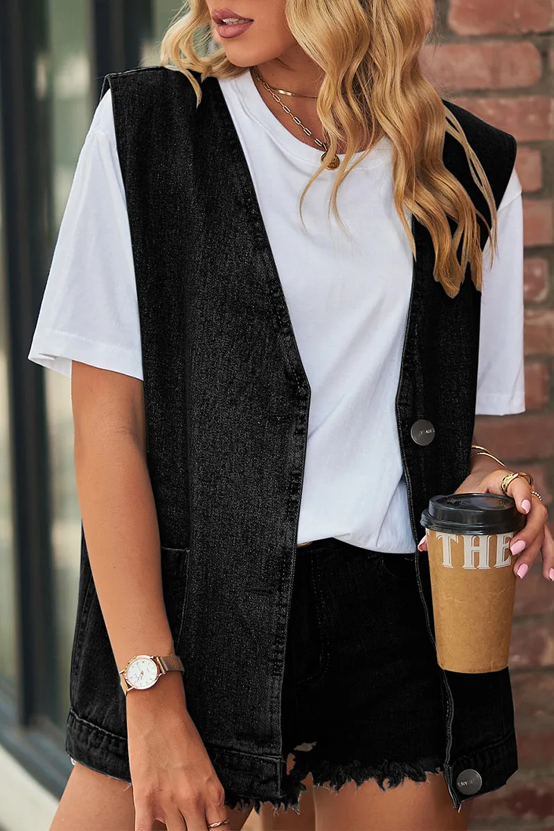 Street Style V Neck Top with Solid Pocket