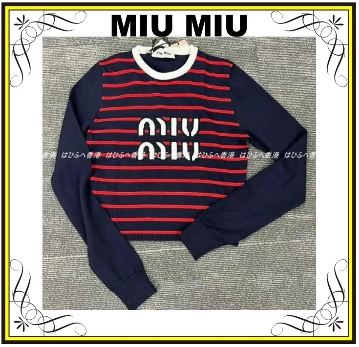 Striped Crew Neck Wool Sweater by MiuMiu