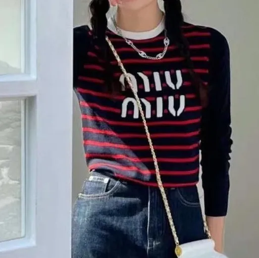 Striped Crew Neck Wool Sweater by MiuMiu