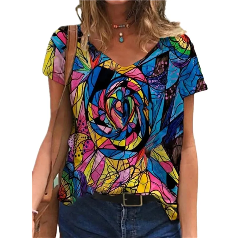 Plus Size Summer Casual 3D Boat Print Loose T-Shirt for Women