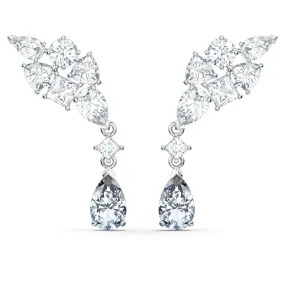 Gray Rhodium Plated Swarovski Tennis Deluxe Drop Earrings with Mixed Cuts