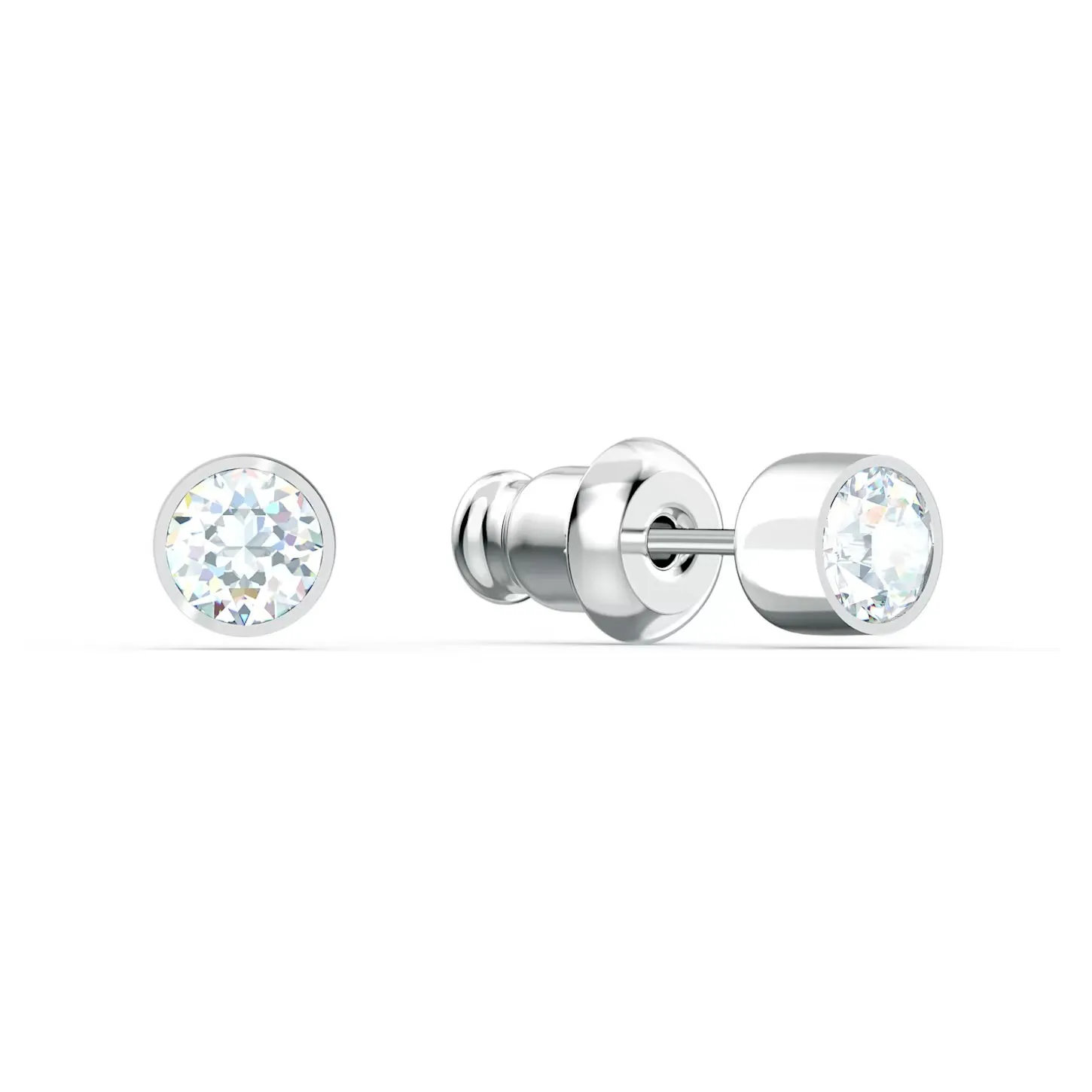 Swarovski Round Cut White Rhodium Plated Tennis Stud Earrings