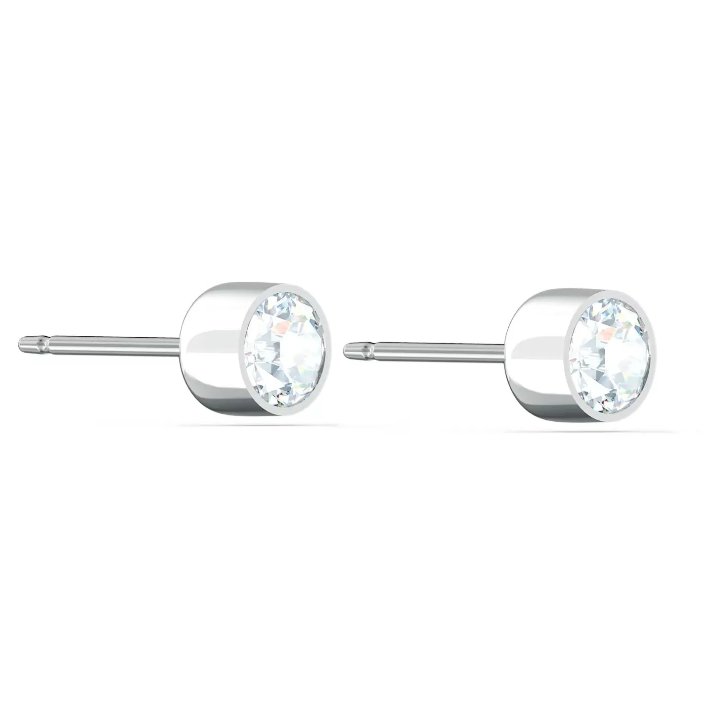 Swarovski Round Cut White Rhodium Plated Tennis Stud Earrings